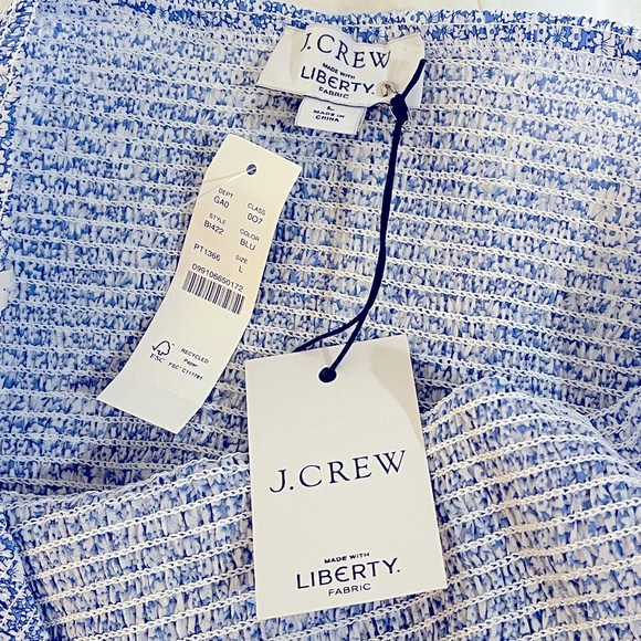 J.Crew NWT 💯% organic smocked halter top sz L - Picture 6 of 9